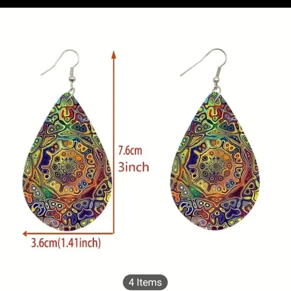 Earrings Bohemian gradient rhombus new dangle e39‎
